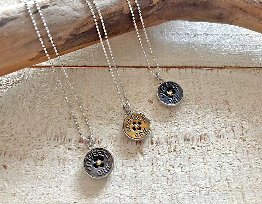 Button Works Vintage Sweet Orr Recycle 925 Necklace delivery 